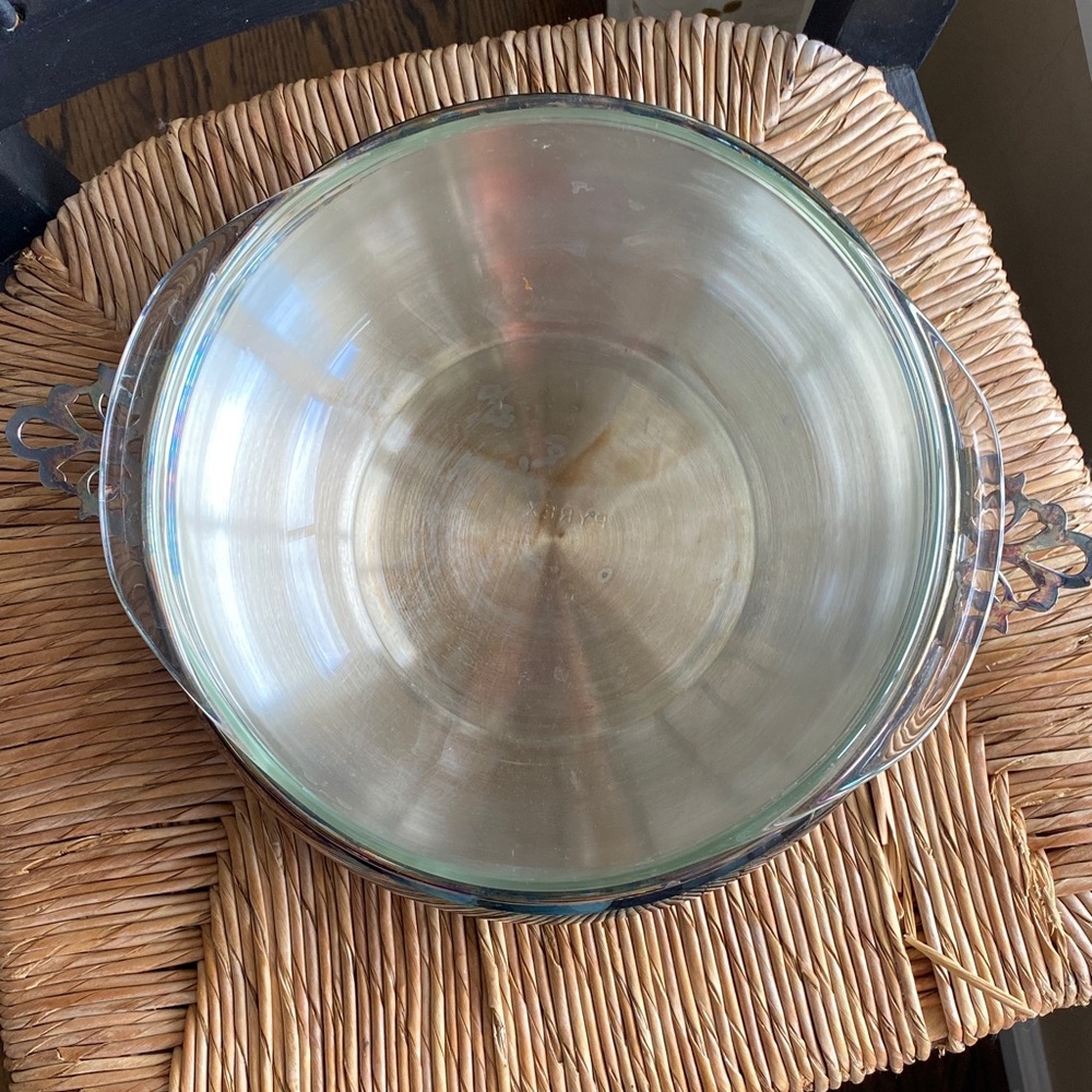 Sheffield Vintage Silver Chafing Dish Glass Pyrex Included Serving Bowl